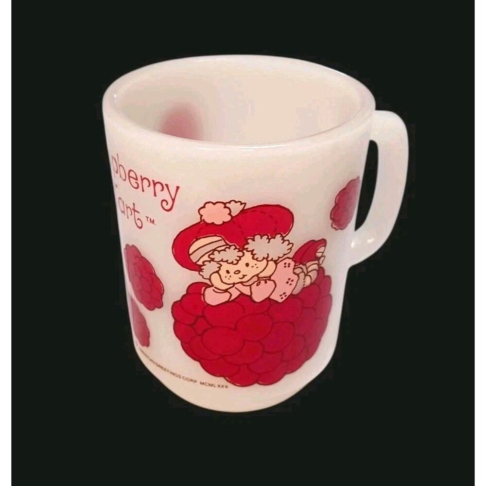 Vtg Raspberry Tart Milk Glass Mug American Greetings 1980 Strawberry Shortcake